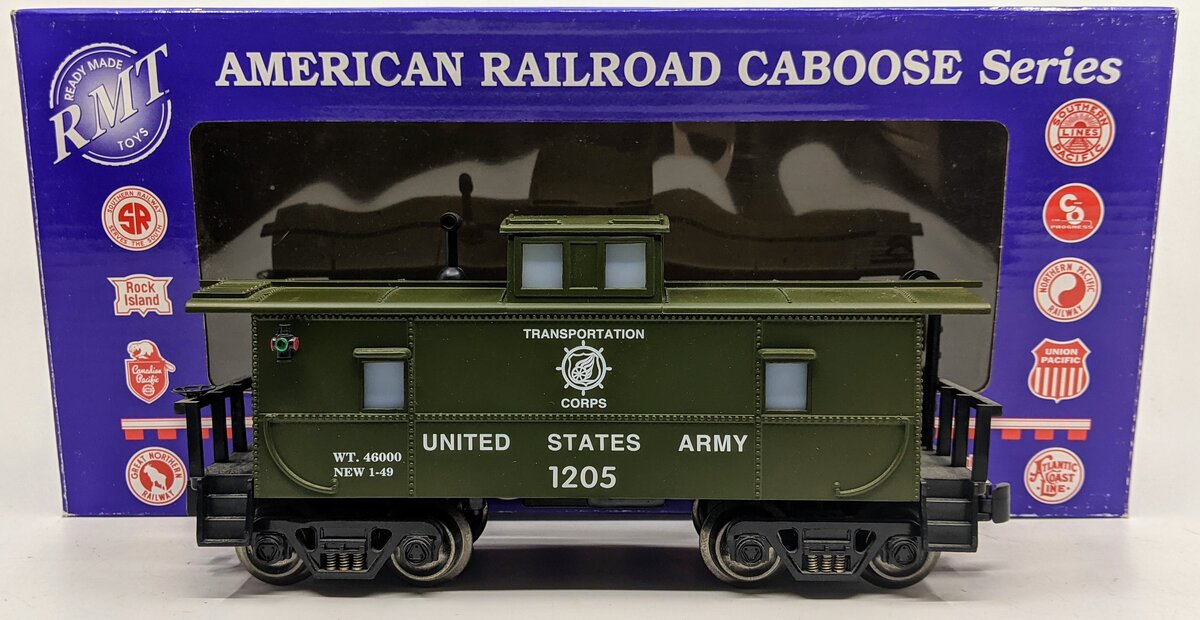 RMT CAB311 O Gauge US Army Caboose #1205 with Operating Marker Lights LN/Box