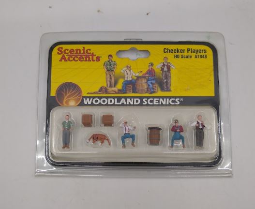 Woodland Scenics A1848 HO Scale Checker Player Figures & Accessories (Set of 8)