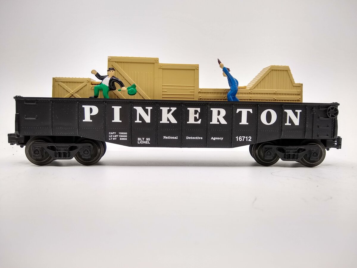 Lionel 6-16712 O Gauge Pinkerton Animated Gondola LN/Box