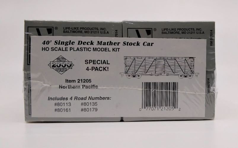 Proto 2000 21205 HO Scale 40' Single Deck Mather Stock Cars (Set of 4)