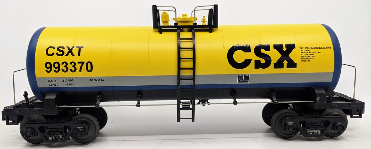 MTH 30-7338 O Gauge CSX Modern Tank Car #993370 LN/Box