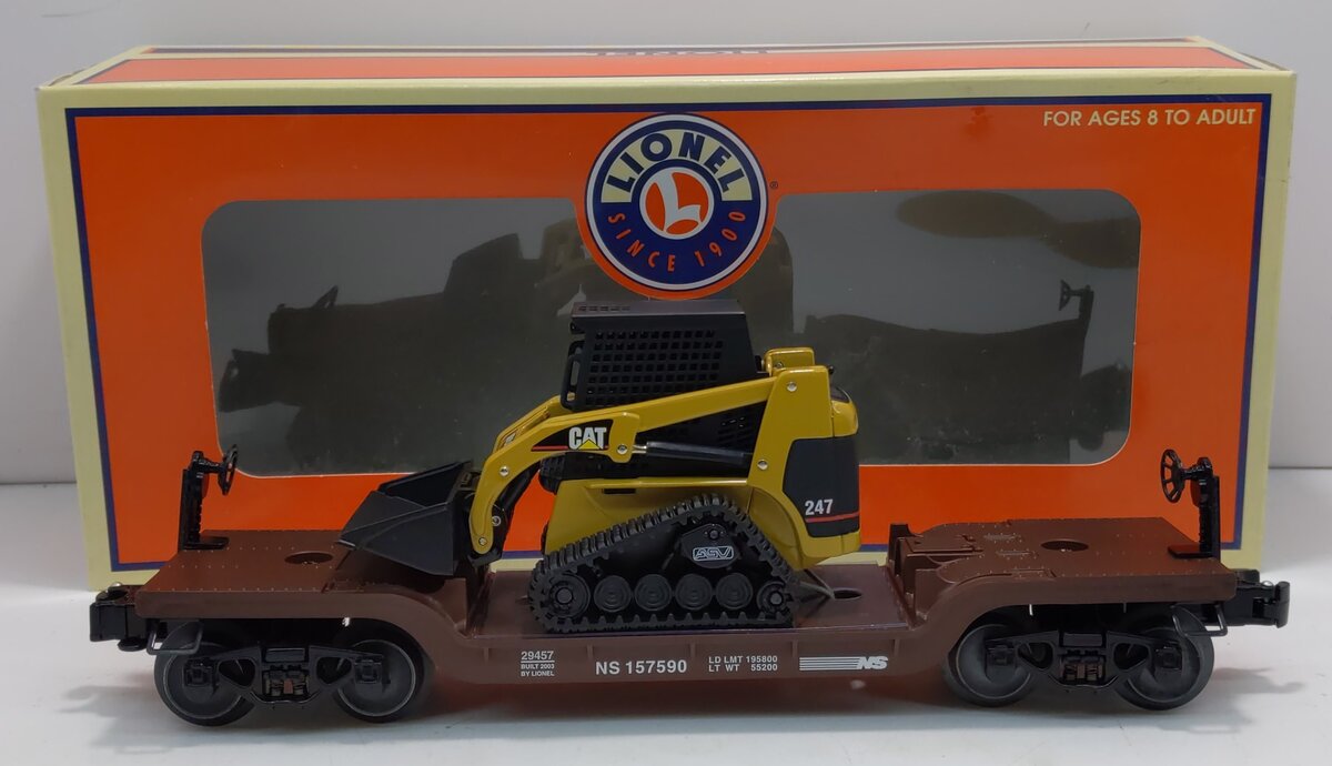 Lionel 6-29457 O Gauge NS Depressed Center Flatcar w/Multi-Terrain Loader LN/Box
