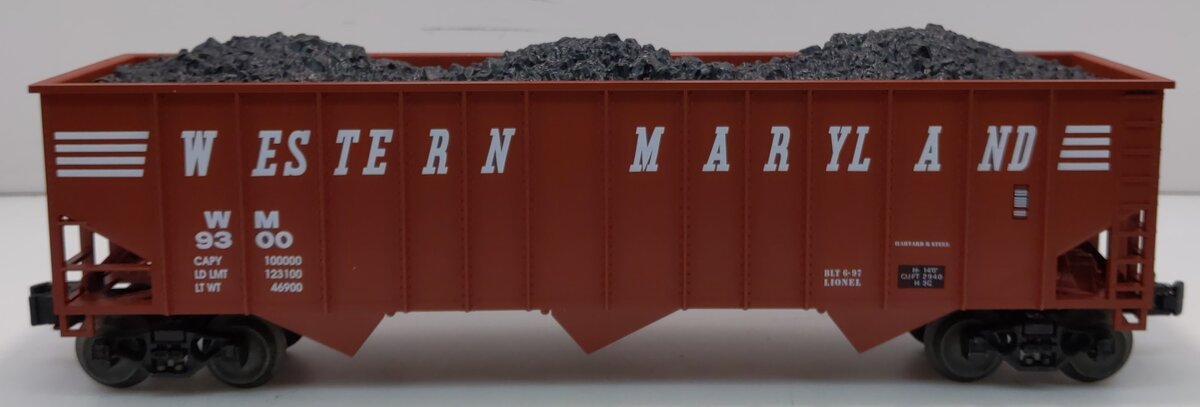Lionel 6-17129 O Gauge Western Maryland 3-Bay Hopper Car w/Coal Load #9300 LN/Box