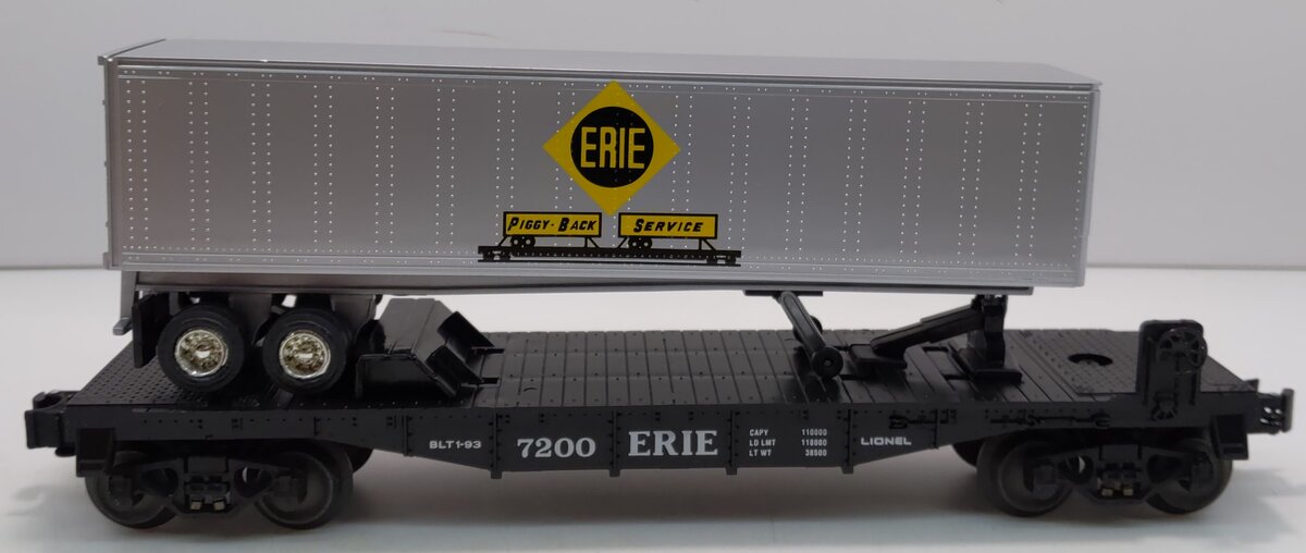 Lionel 6-19415 O Gauge Erie Flatcar #7200 w/ Trailer LN/Box