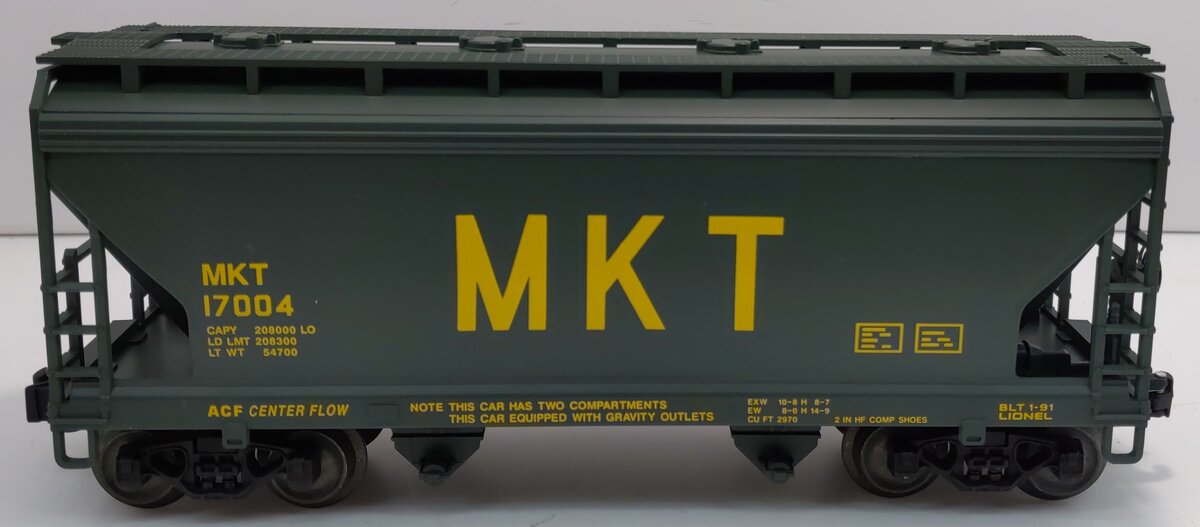 Lionel 6-17004 O Gauge MKT Centerflow 2-Bay Covered Hopper LN/Box