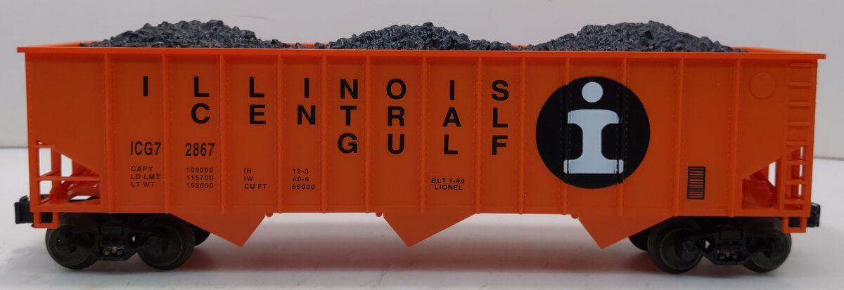 Lionel 6-17121 O Gauge Illinois Central 3-Bay Hopper w/Coal #2867 LN/Box