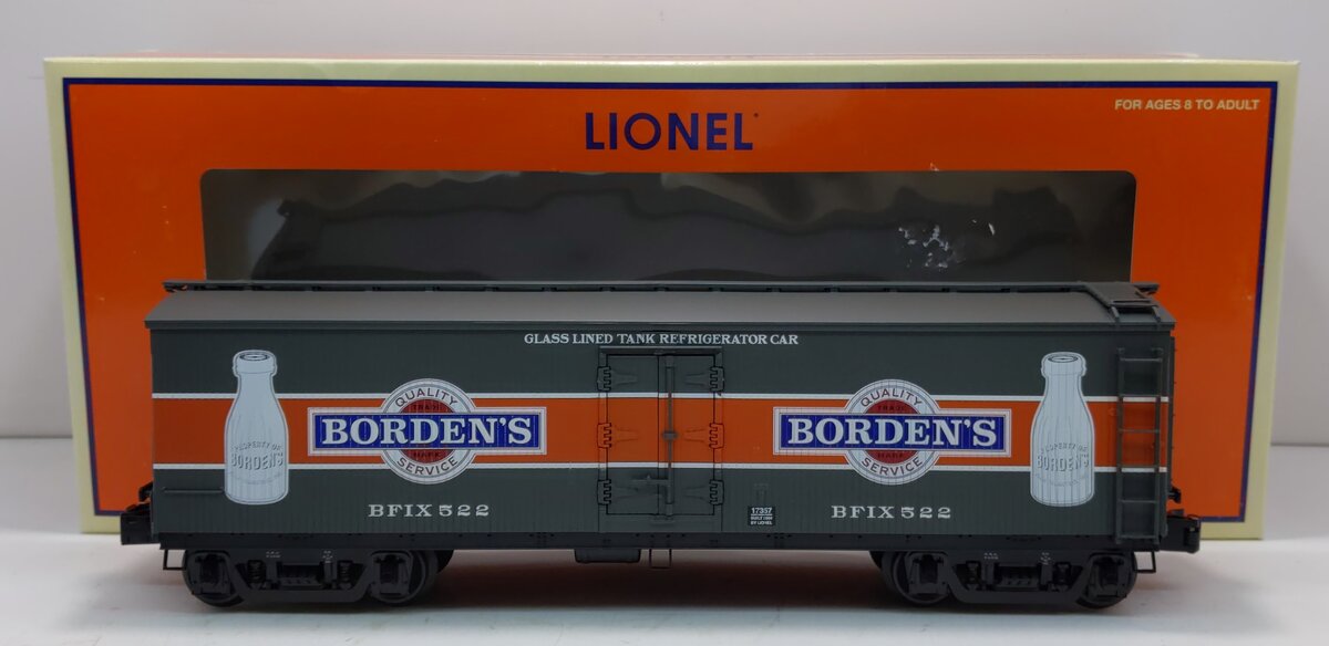 Lionel 6-17357 O Gauge Borden‘s Milk Woodsided Billboard Refrigerator Car #522 LN/Box