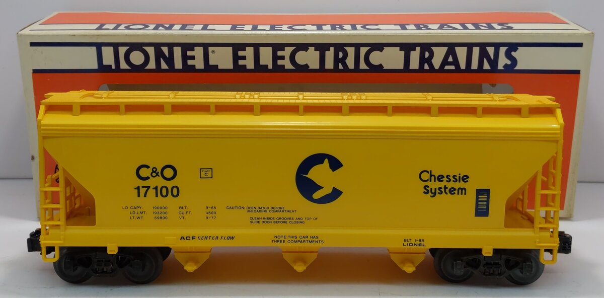 Lionel 6-17100 O Gauge Chessie 3-Bay ACF Hopper LN/Box