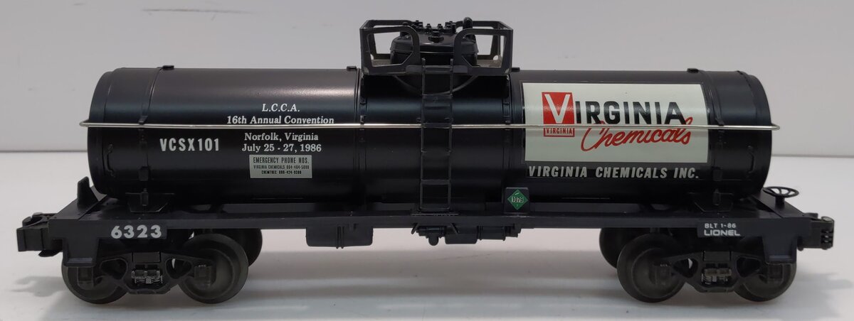 Lionel 6-6323 O Gauge LCCA Virginia Chemicals Single Dome Tank Car LN/Box