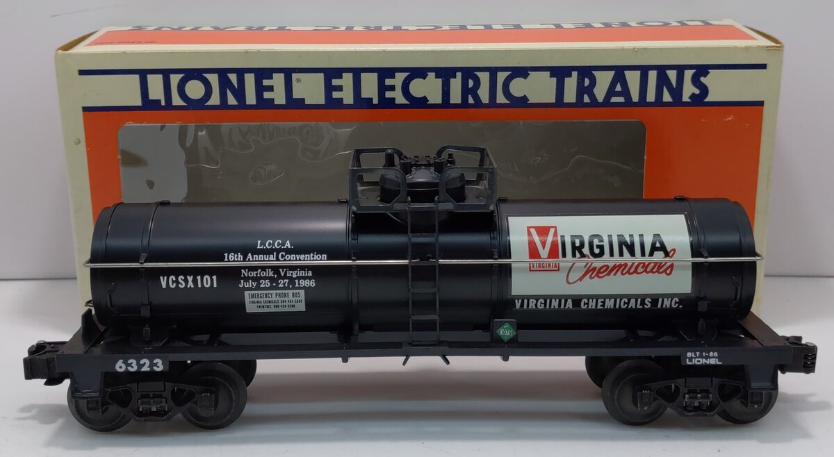 Lionel 6-6323 O Gauge LCCA Virginia Chemicals Single Dome Tank Car