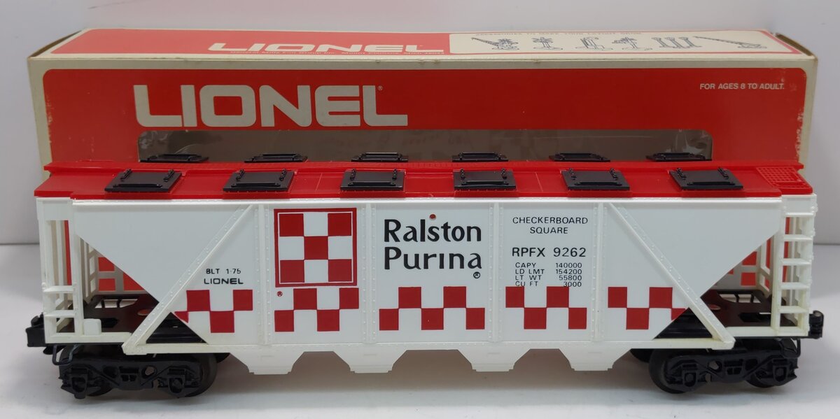 Lionel 6-9262 O Gauge Ralston Purina Checkerboard Quad Hopper EX/Box