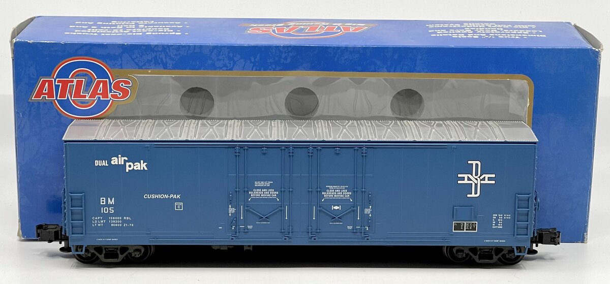 Atlas 6501-1 O Boston & Maine Evans 53' Double Plug Door Boxcar #105 (3-Rail) EX/Box