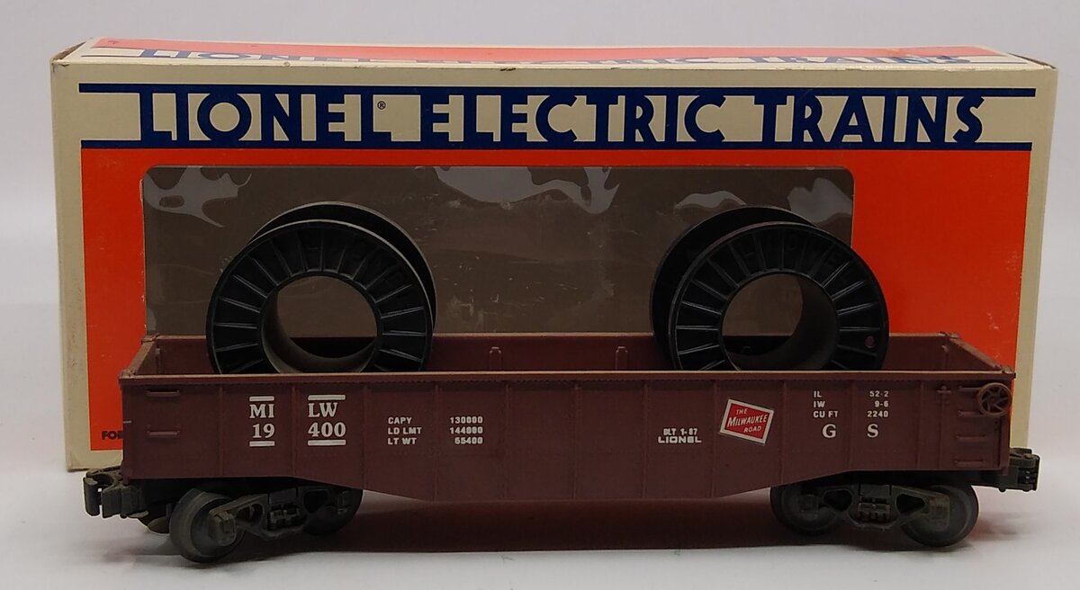 Lionel 6-19400 O Gauge Milwaukee Road Gondola with Cable Reels NIB