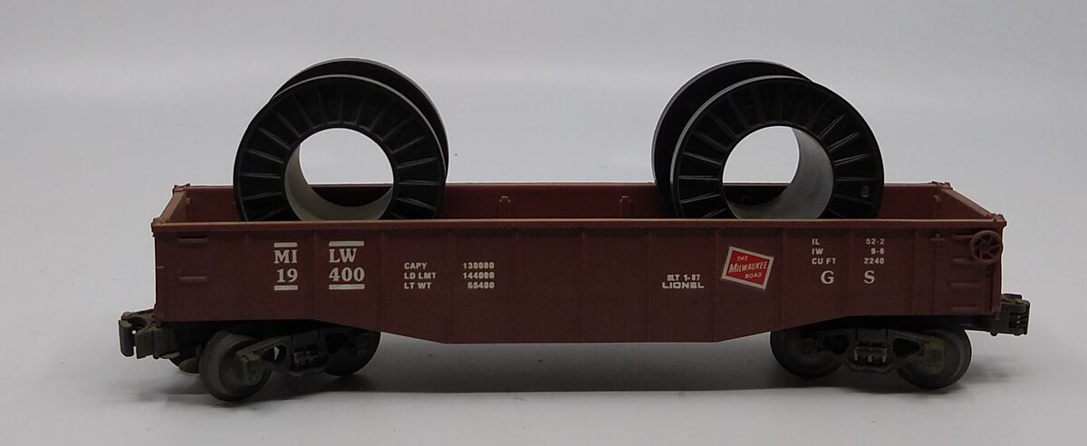 Lionel 6-19400 O Gauge Milwaukee Road Gondola with Cable Reels NIB
