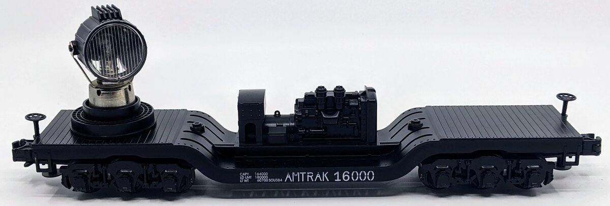 MTH 30-7927 O Amtrak Operating Depressed Flatcar #16000 with Searchlight NIB
