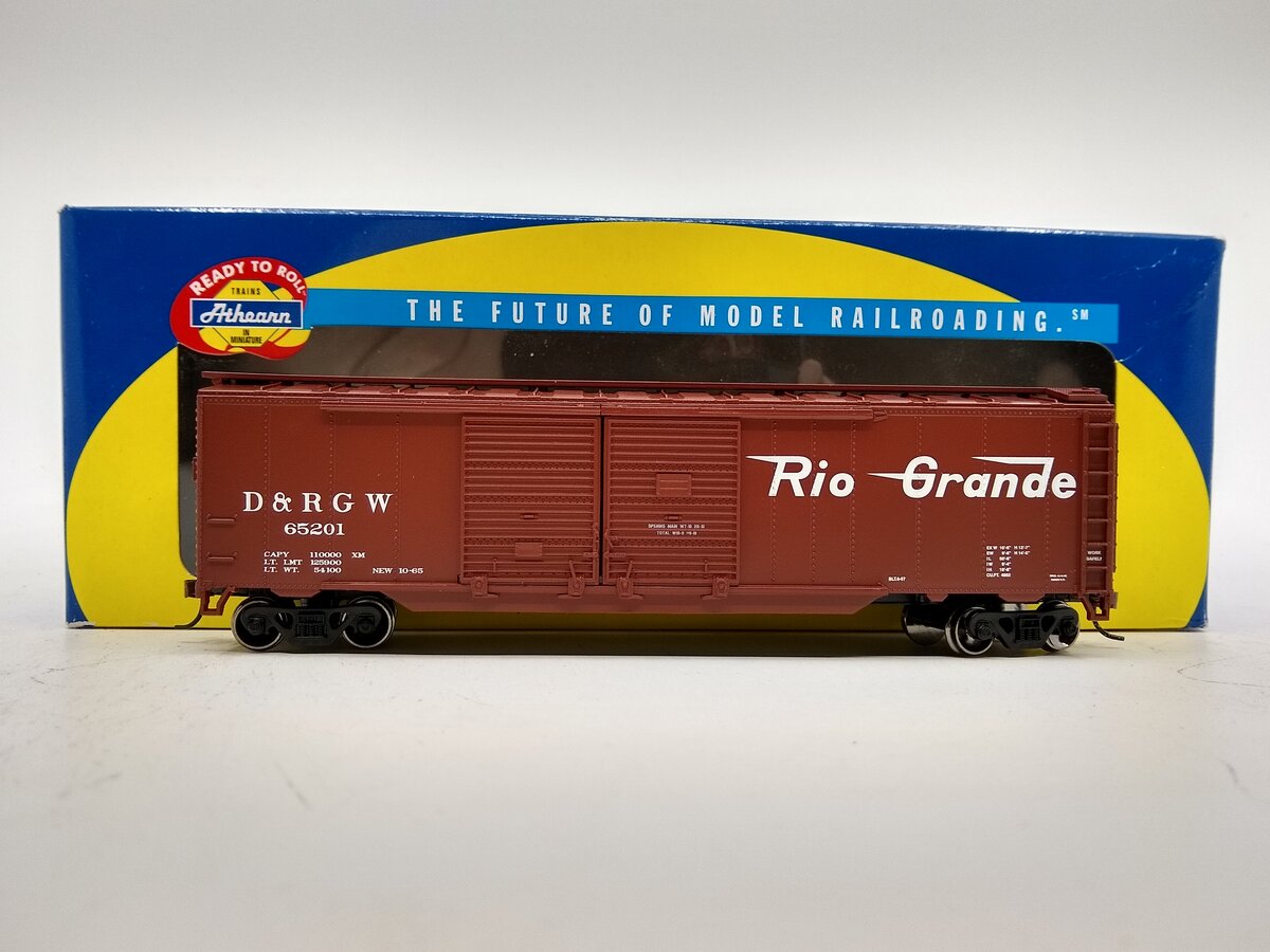 Athearn 92437 HO Scale Rio Grande 50' Double Door Boxcar #65201 NIB