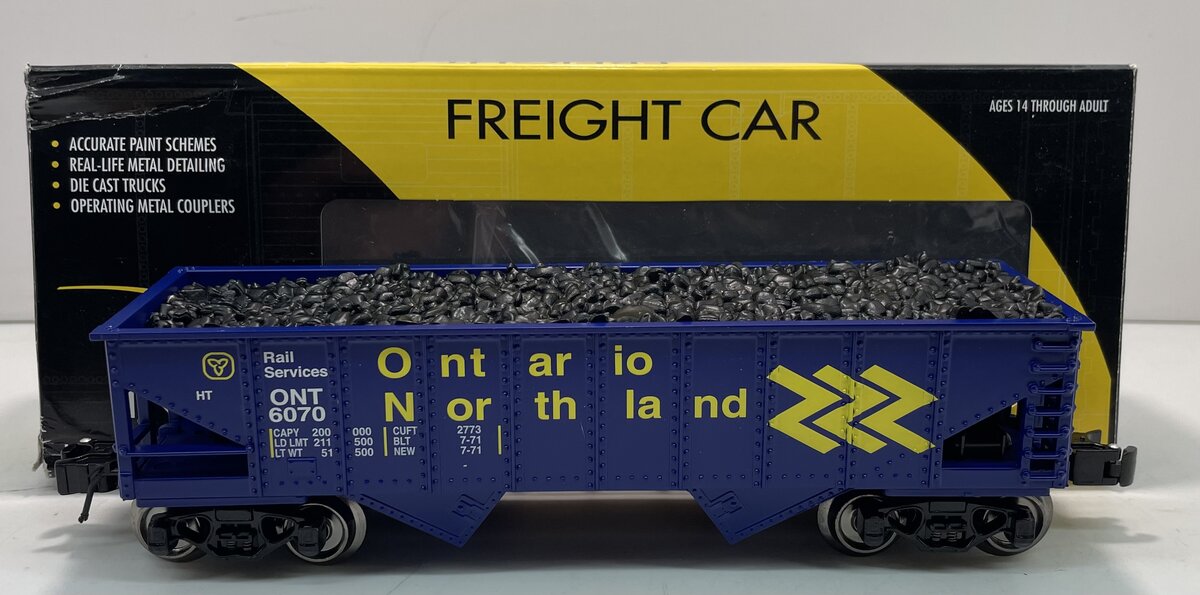 K-Line 6-21637 "O" Ontario Northland Open-Top Ribbed Hopper w/Coal Load #6070 LN/Box