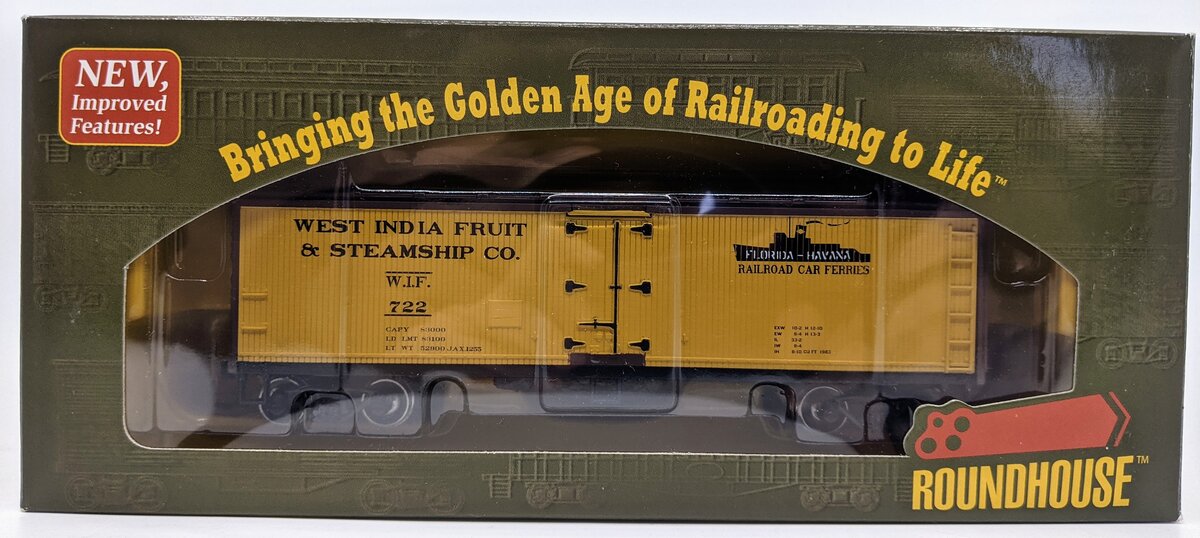 Roundhouse 85411 HO Scale West India Fruit 40' Wood Refrigerator Car #722