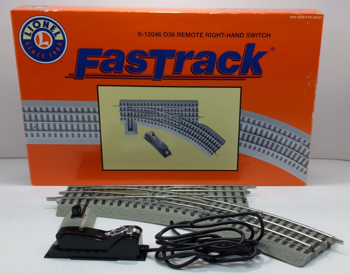 Lionel 6-12046 O Gauge O36 Right Hand Remote-Control FasTrack Switch/Turnout LN/Box