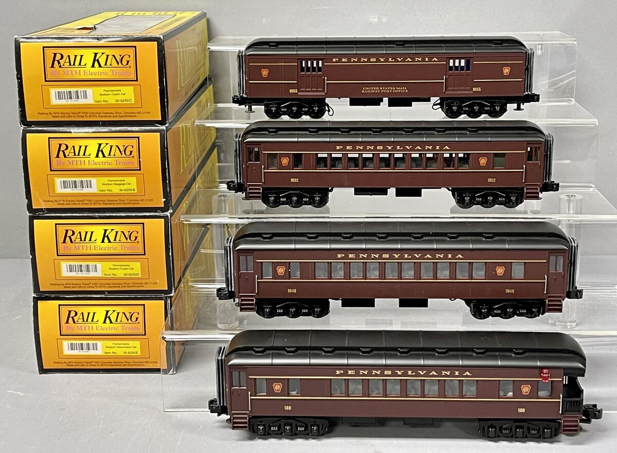 MTH 30-6250 O Pennsylvania RailKing O-27 Madison Passenger Set (Set of 4) LN/Box