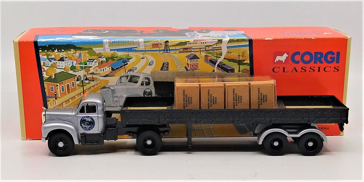 Corgi 53501 1:50 Port Of Lionel Mack B Series Semi with Crates LN/Box