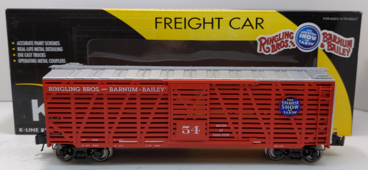 K-Line 6-22247 O Gauge Ringling Bros Scale Stock Car #54 NIB