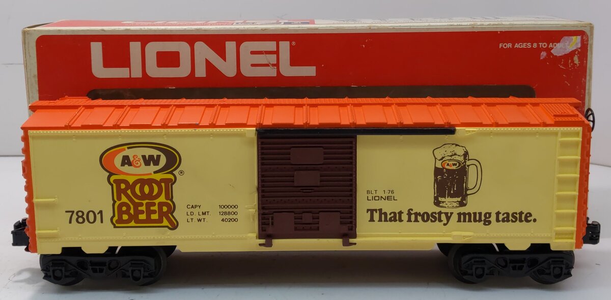 Lionel 6-7801 O Gauge A&W Root Beer Boxcar NIB
