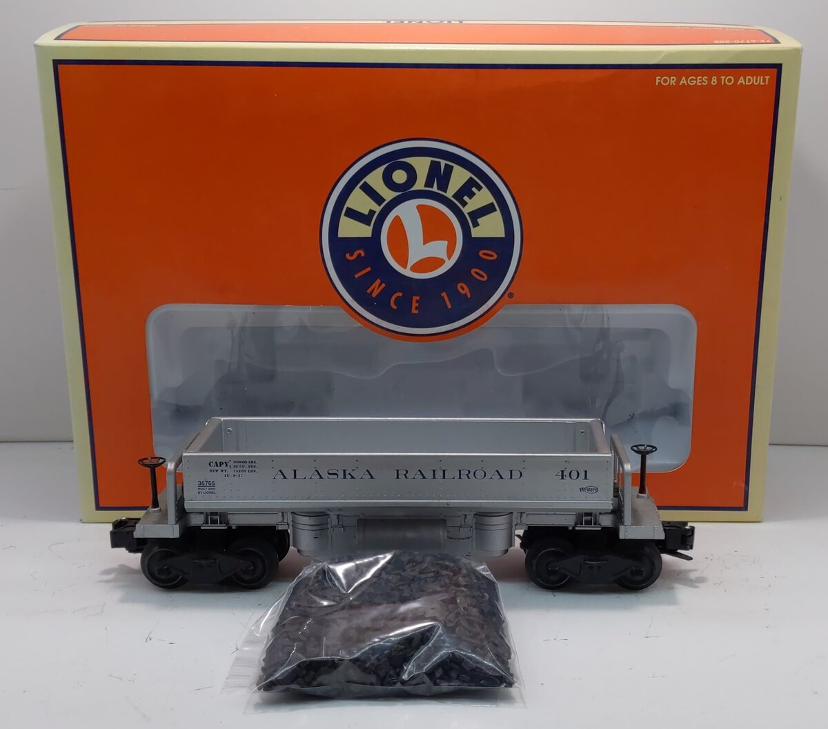 Lionel 6-36765 O Gauge Alaska Operating Coal Dump Car #401 With Coal Load MT/Box