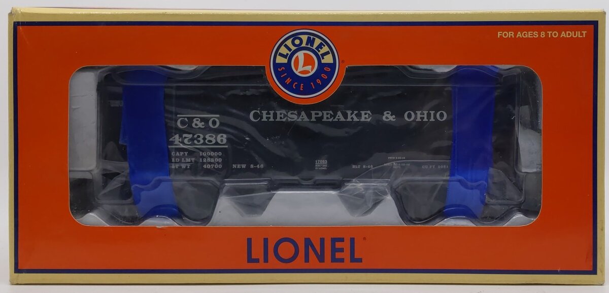 Lionel 6-17083 O Chesapeake & Ohio 2-Bay Offset Hopper Car #47386 NIB