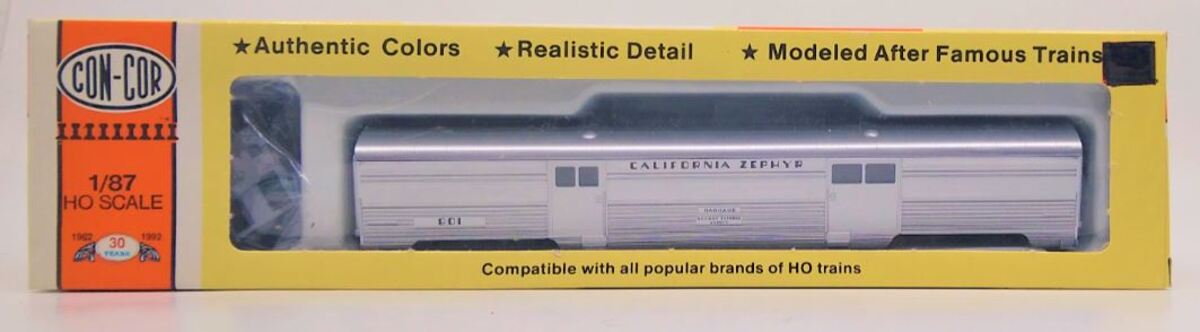 Con-Cor 0001-000746 HO California Zephyr Baggage Car w/ Corrugated