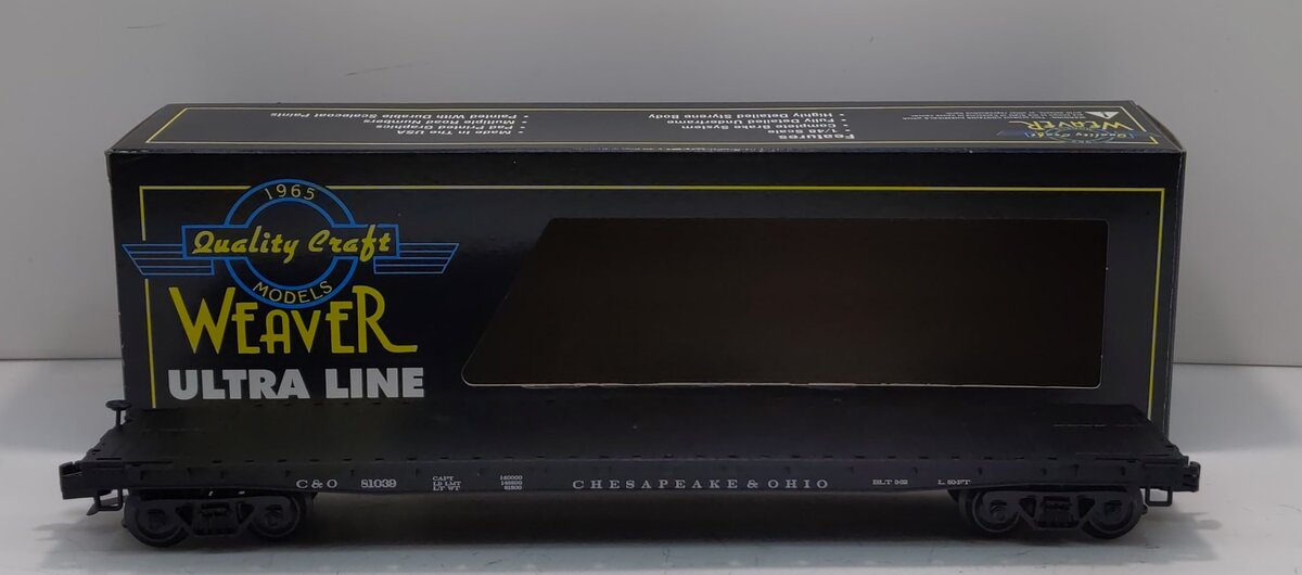 Weaver U2538 LD O Chesapeake & Ohio 50' Flat Car (3 Rail) LN/Box