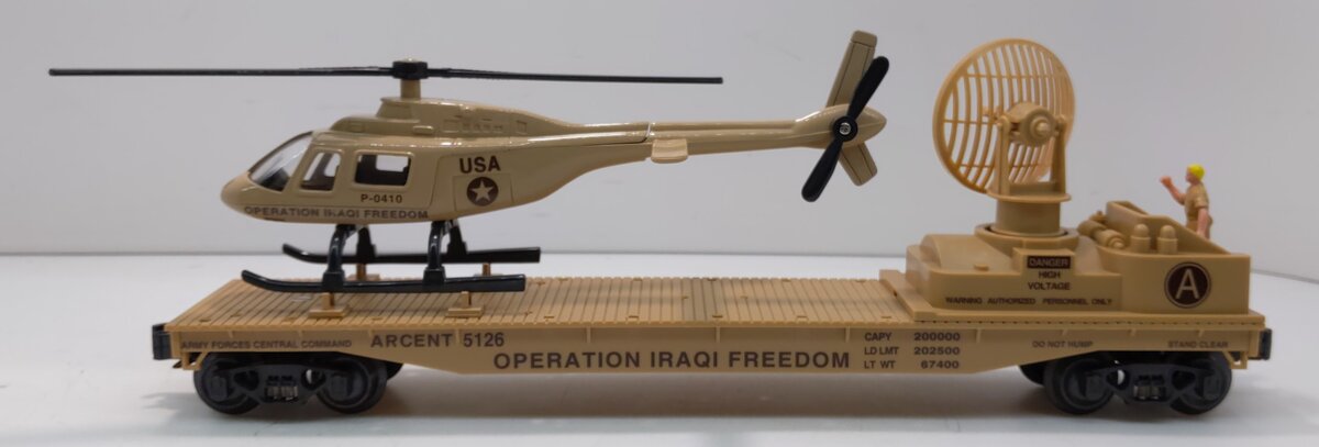 K-Line K691-8030 O Gauge Operation Iraqi Freedom Flatcar w/ Helicopter LN/Box
