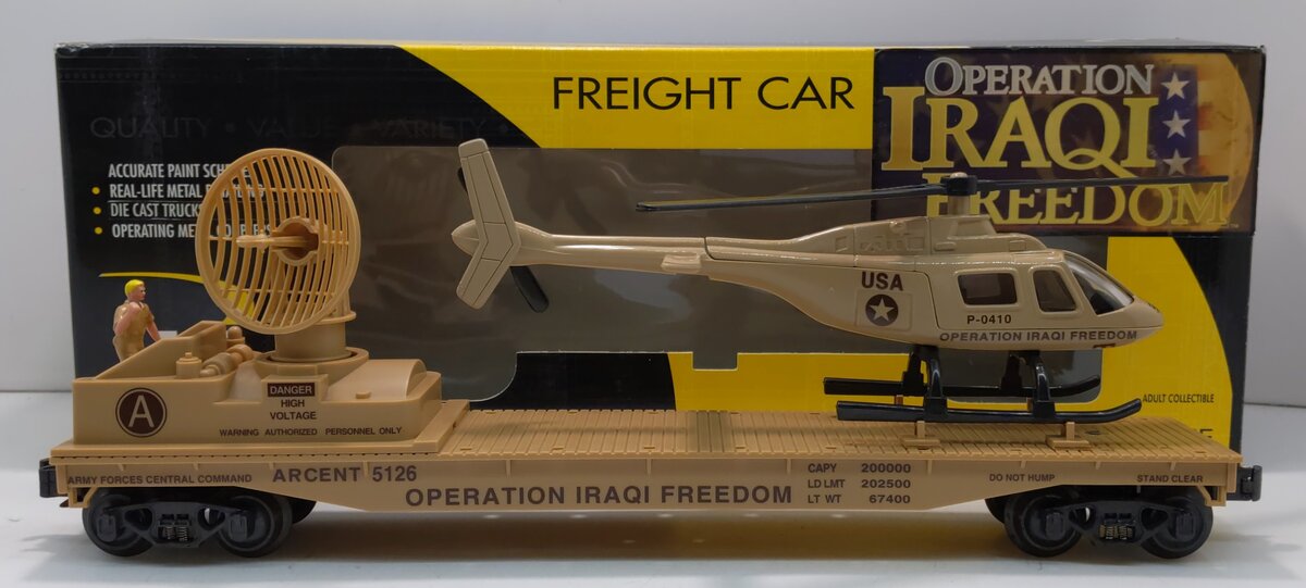 K-Line K691-8030 O Gauge Operation Iraqi Freedom Flatcar w/ Helicopter LN/Box