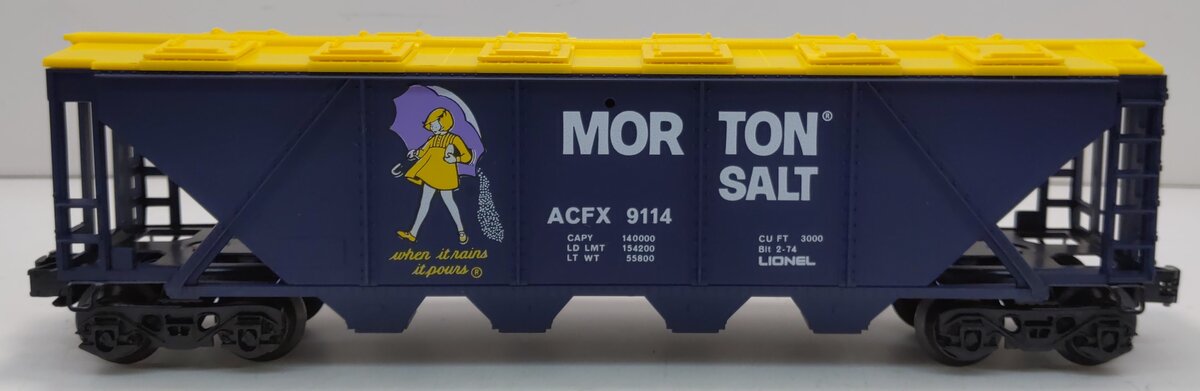 Lionel 6-9114 O Gauge Morton Salt Covered 4-Bay Hopper LN/Box