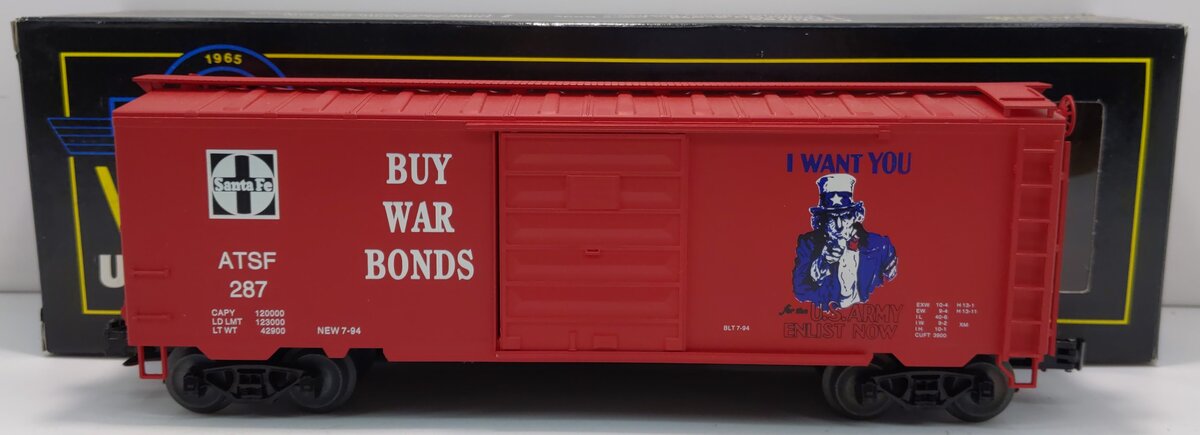 Weaver 280800 O Gauge ATSF Buy War Bonds Boxcar #287 - 3 Rail LN/Box