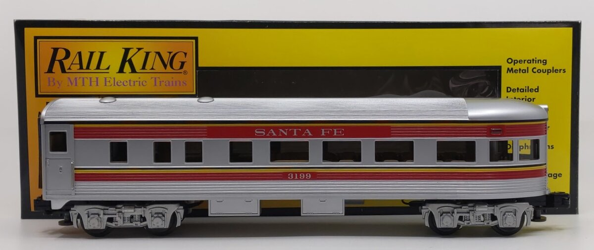 MTH 30-6103-3 O Gauge Santa Fe Streamlined Observation Car #3199 EX/Box