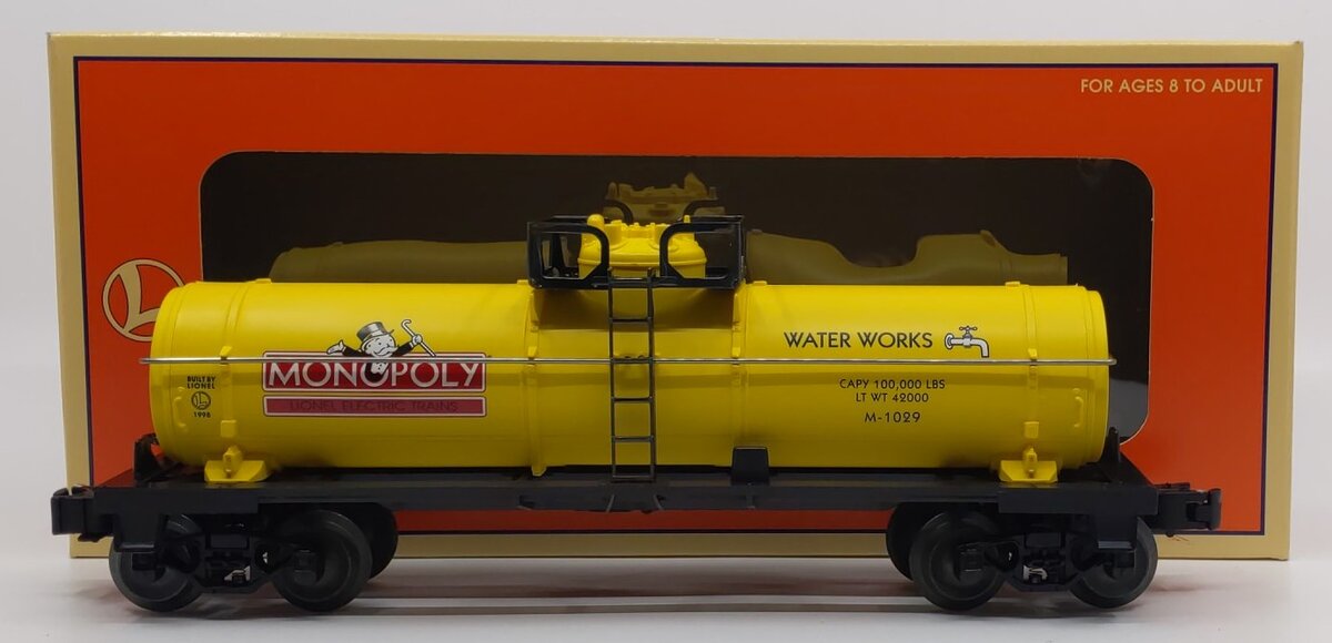 Lionel 6-52160 O Gauge Monopoly Water Works Tank Car #M-1029 LN/Box