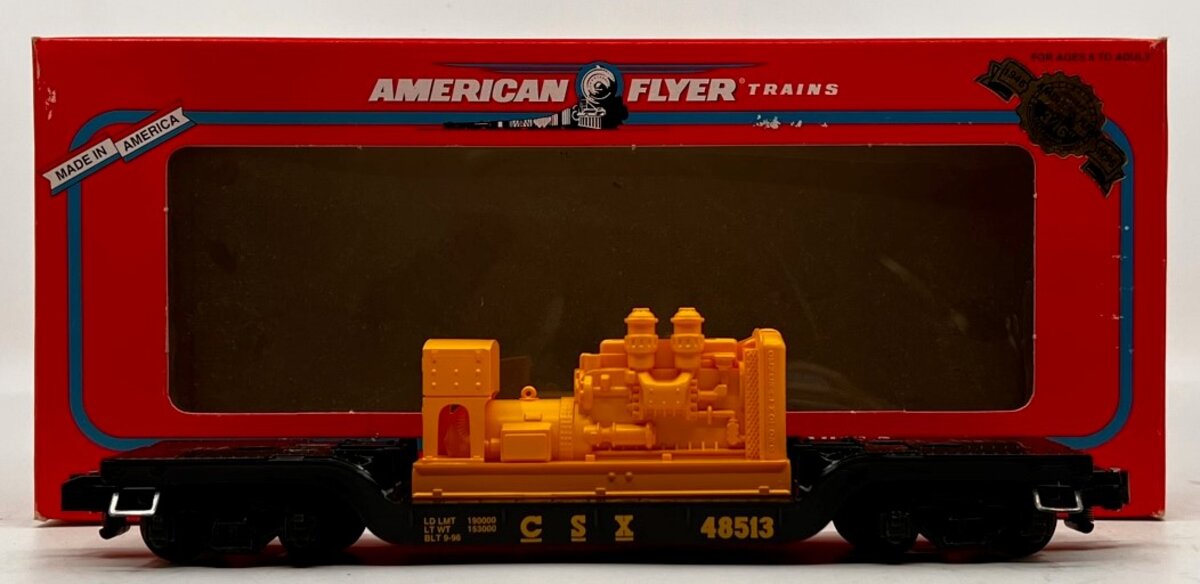 American Flyer 6-48513 S Gauge CSX Flatcar w/ Generator LN/Box