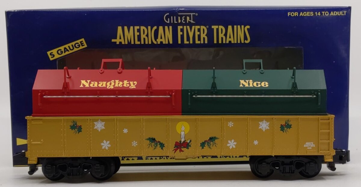 American Flyer 6-48572 S Gauge Naughty or Nice Gondola with Coil Covers LN/Box