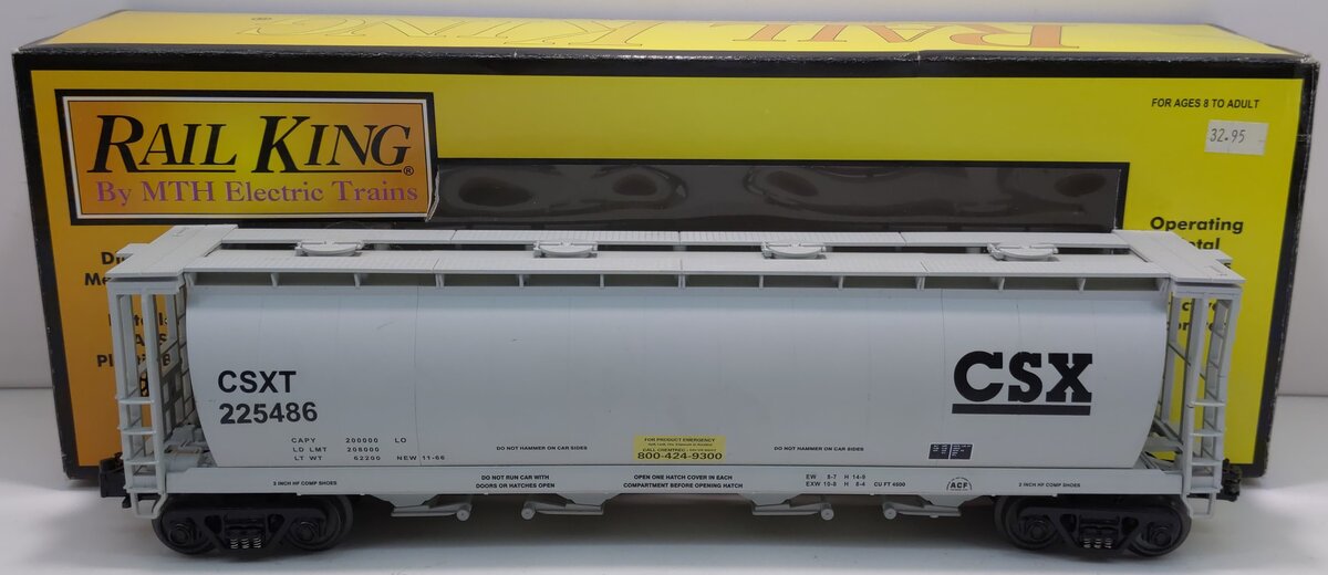 MTH 30-7540 CSX 4-Bay Cylindrical Hopper Car #225486 LN/Box