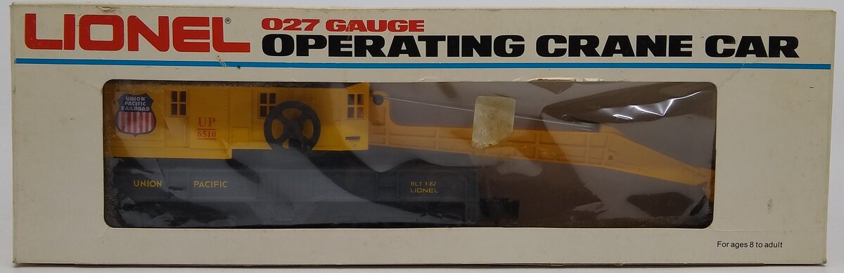 Lionel 6-6510 O Gauge Union Pacific 6 Wheel Crane Car LN/Box