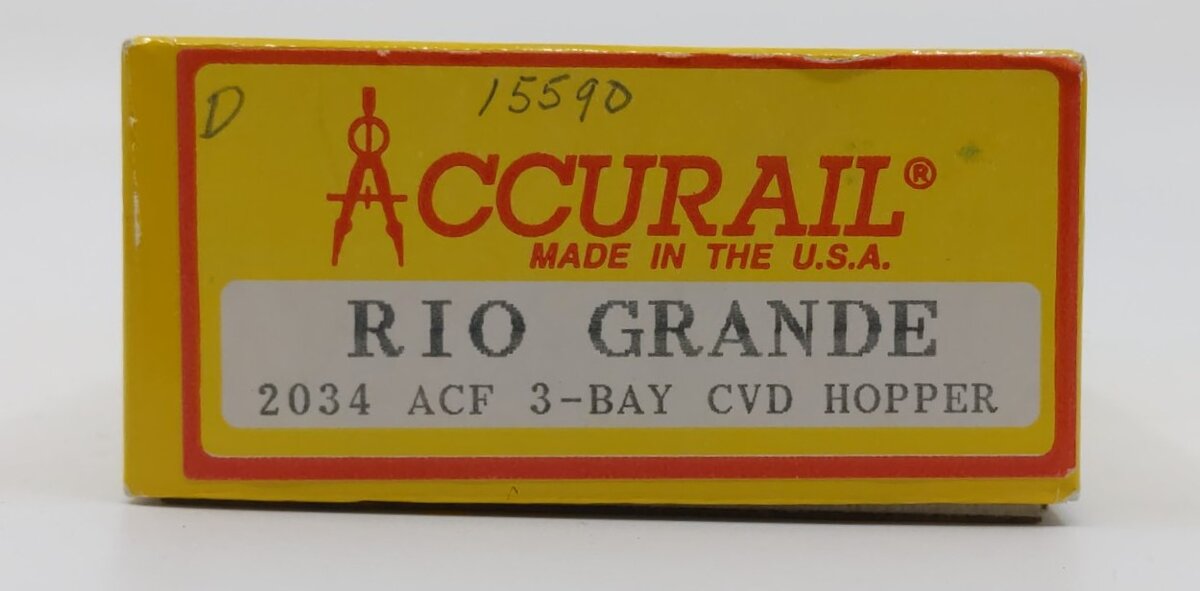 Accurail 2034 HO Scale Rio Grande ACF 3-Bay Covered Hopper #15590