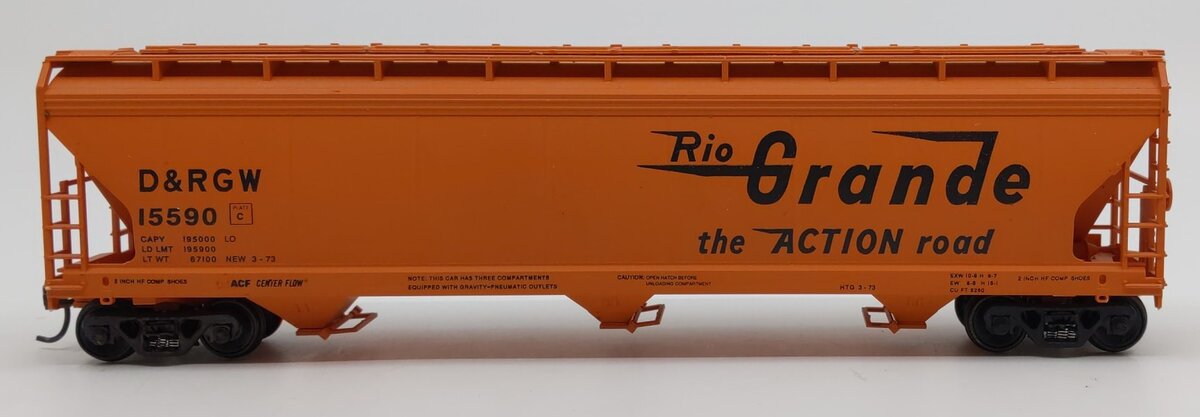 Accurail 2034 HO Scale Rio Grande ACF 3-Bay Covered Hopper #15590
