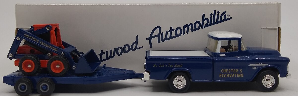 Ertl F858 Diecast Chester's Excavating 1955 Pickup W/Bucket Loader & Trailer