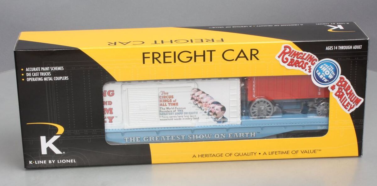 K-Line 6-22507 O Circus Transport Railroad Flat Car with Trailer NIB