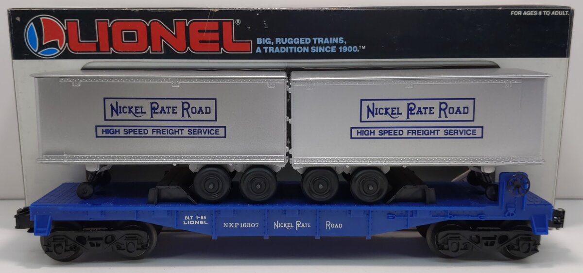 Lionel 6-16307 O Gauge Nickel Plate Road Flatcar with Trailers LN/Box