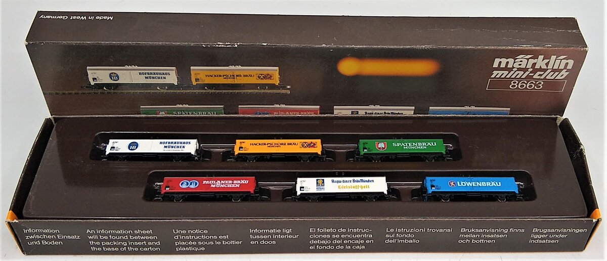 Marklin 8663 Z German Beer Reefer Car (Set of 6) LN/Box