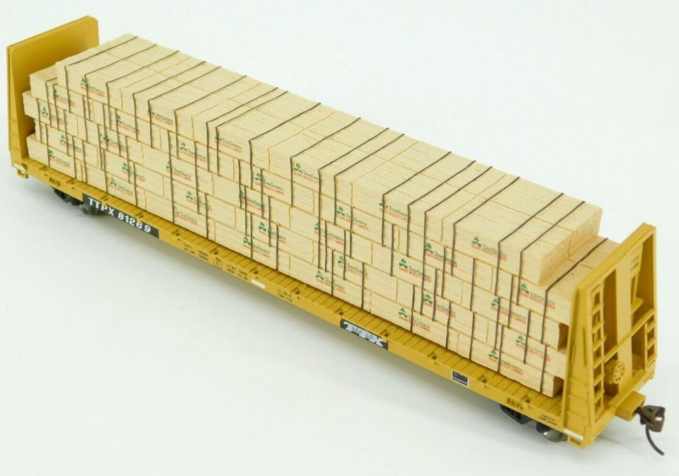 Athearn 92724 HO Scale TTX TTPX 60' Bulkhead Flat Car w/ Wooden Load #81269 LN/Box