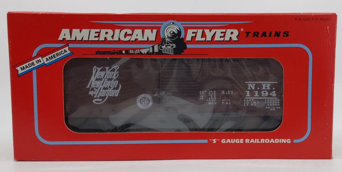 American Flyer 6-48486 S Scale New York New Haven & Hatford NASG Boxcar LN/Box