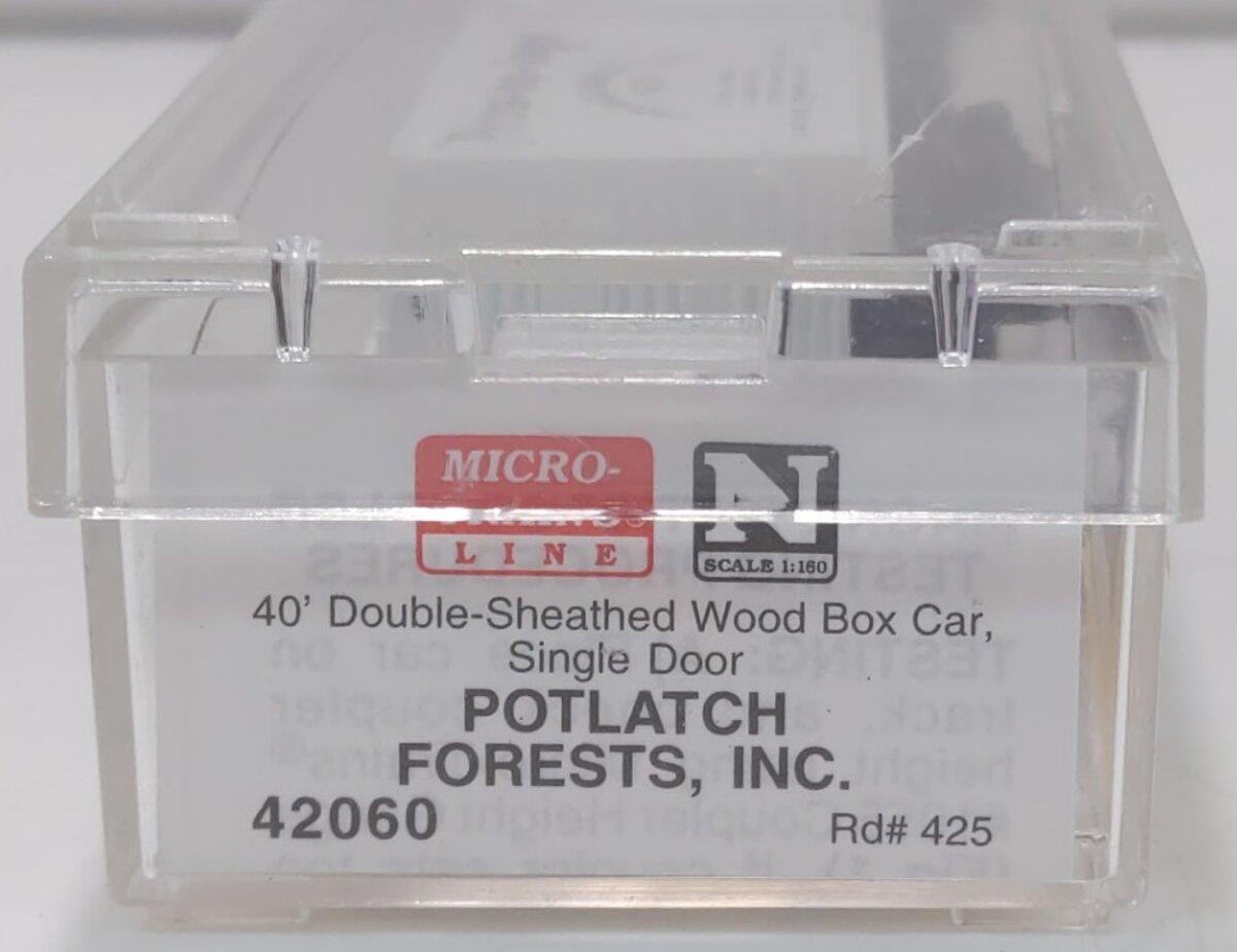 Micro-Trains 04200060 N Scale Potlatch Forests Inc Sheathed Wood Boxcar #425 LN/Box
